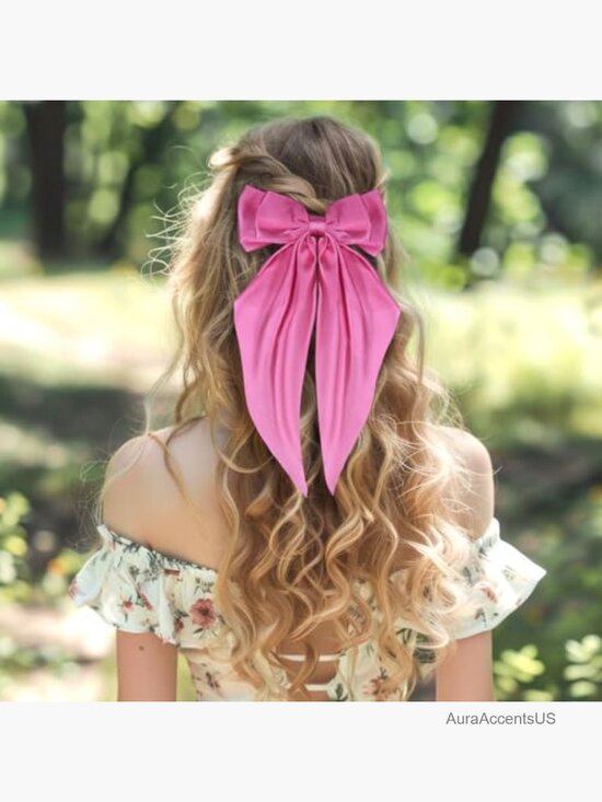 31 Pcs Large Satin Hair Bows with Clips for Thick Thin Hair main image 6